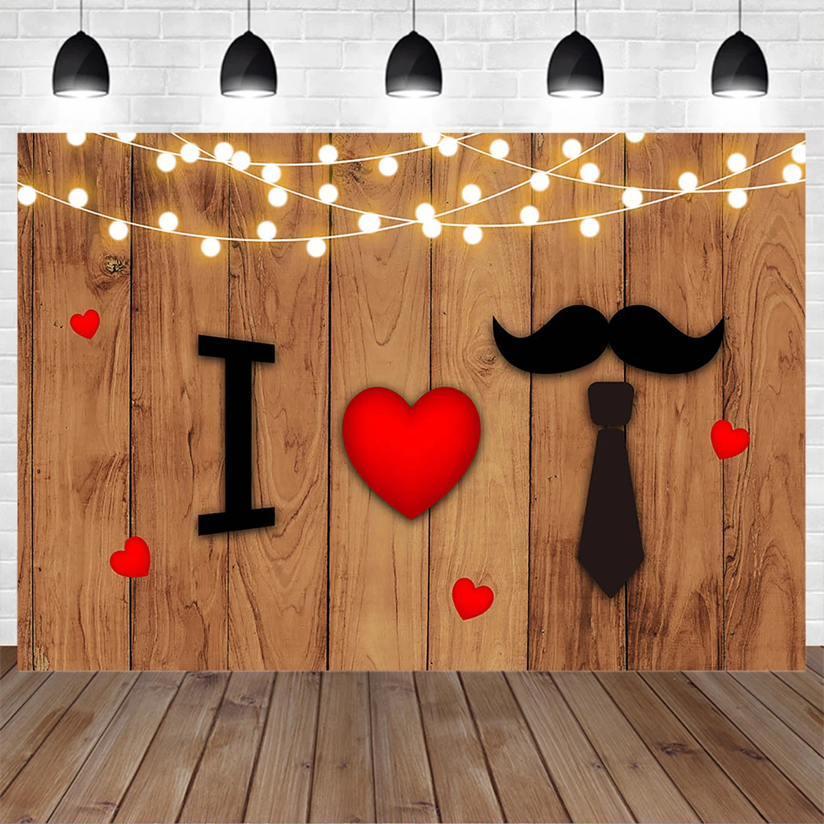 Father's Day Celebration Photography Background I Love Dad Customized Wooden Decoration Backdrop Gentleman Adult Man Home Photo