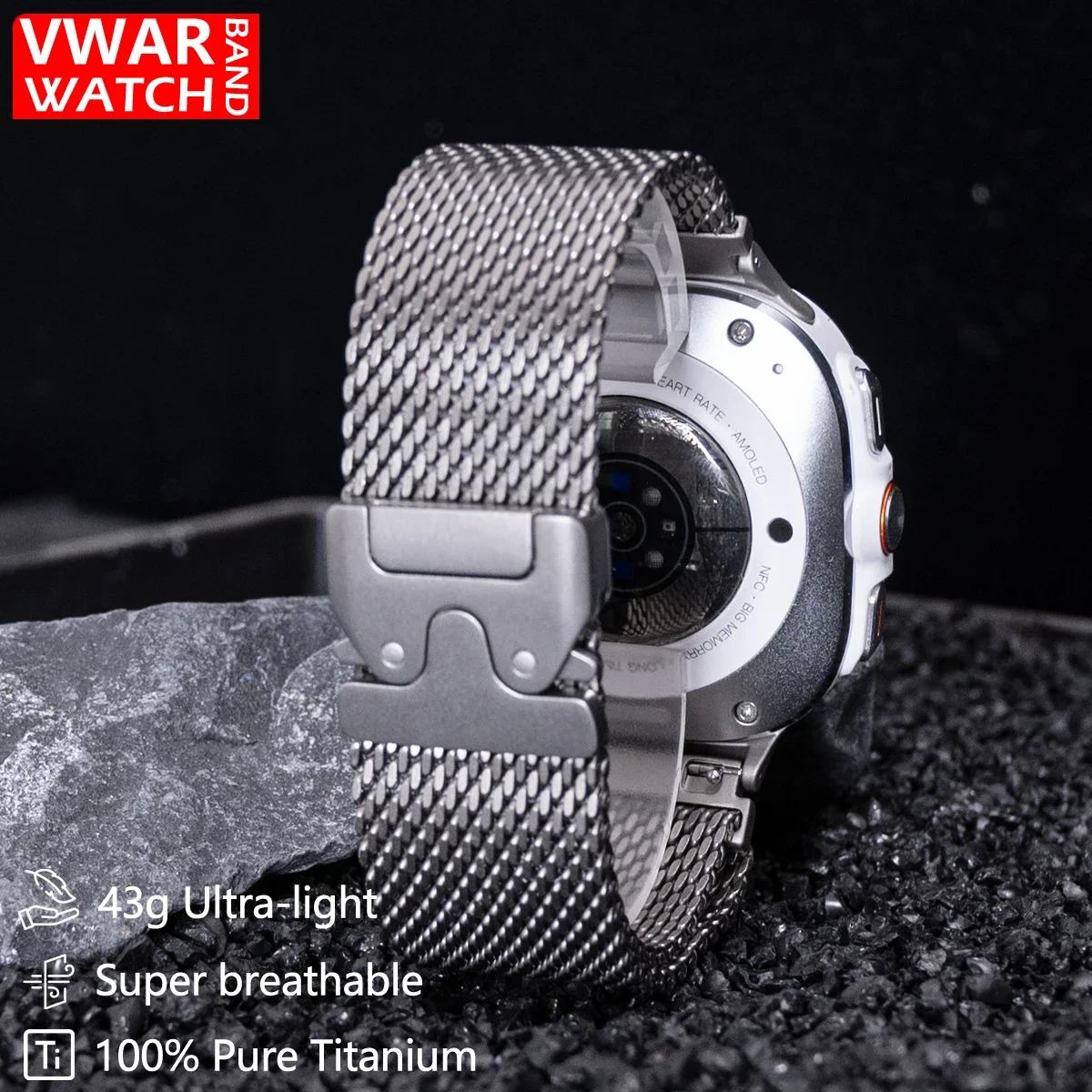Reines Titan Milanese Offizielles Armband für Samsung Galaxy Watch Ultra/Ultra2 47mm Titanband für Galaxy Watch 7 Ultra Armband – Detail 4