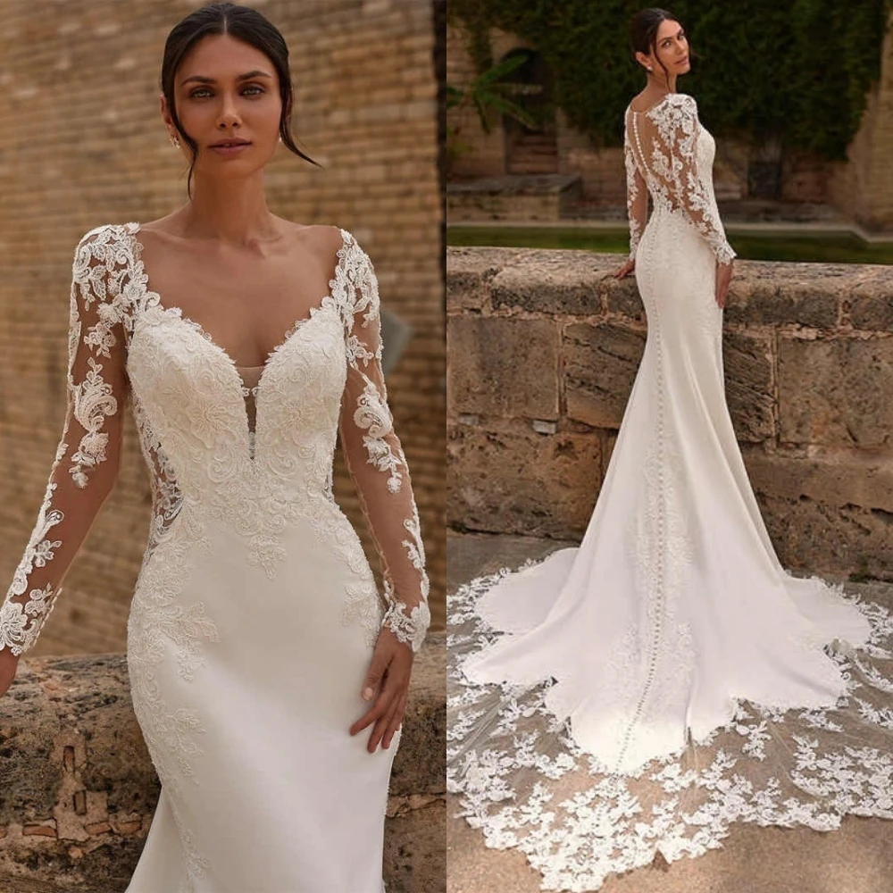 فساتين زفاف كلاسيكية حديثة رائعة ساحرة رومانسية على شكل قلب مزينة بوق لحفلات الزفاف مناسبة مخصصة