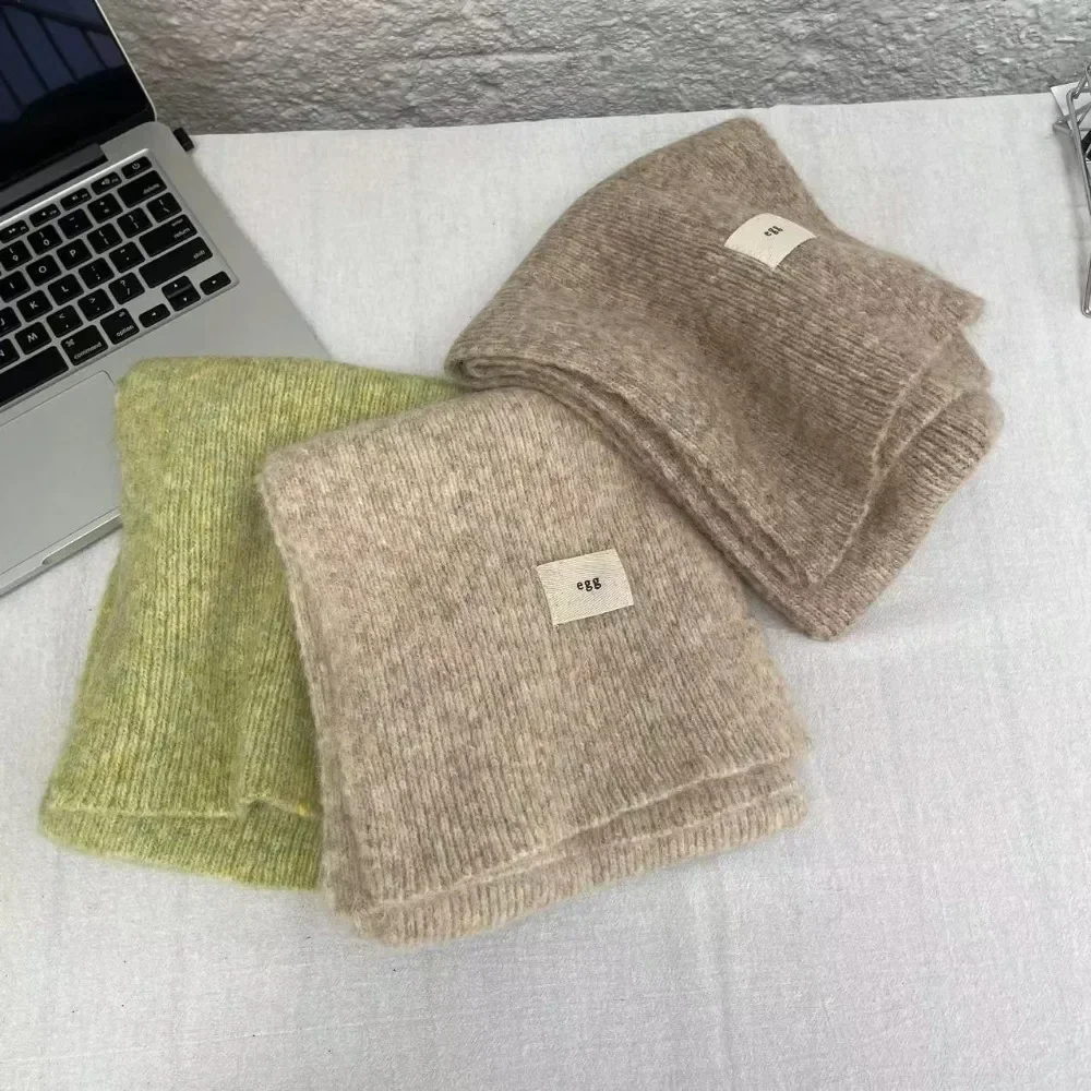 Korean Women Cashmere Scarves Lady Winter Thicken Warm Soft Pashmina Shawls Wraps Female Pure Color Knitted Long Scarf for Women