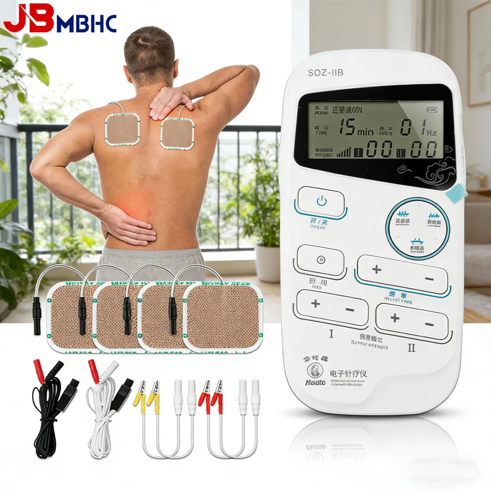 

Электрический акупунктурный стимулятор мышц с 2 выходами для облегчения боли, перезаряжаемый импульсный массажер с 3 режимами для спины, шеи, всего тела