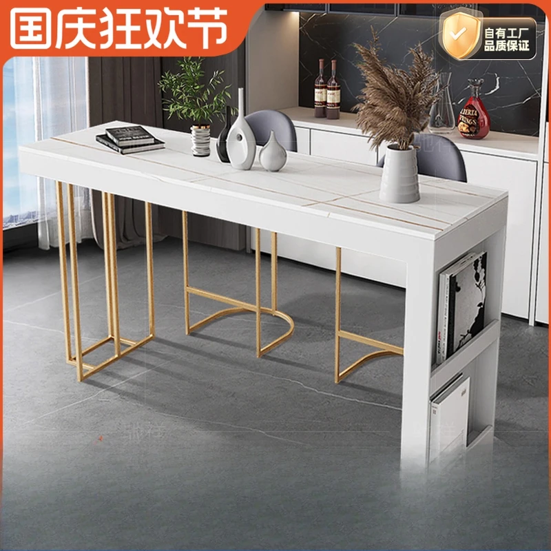 

Italian rock slab light luxury high bar table household partition wall long table modern simple bar table and chair combination