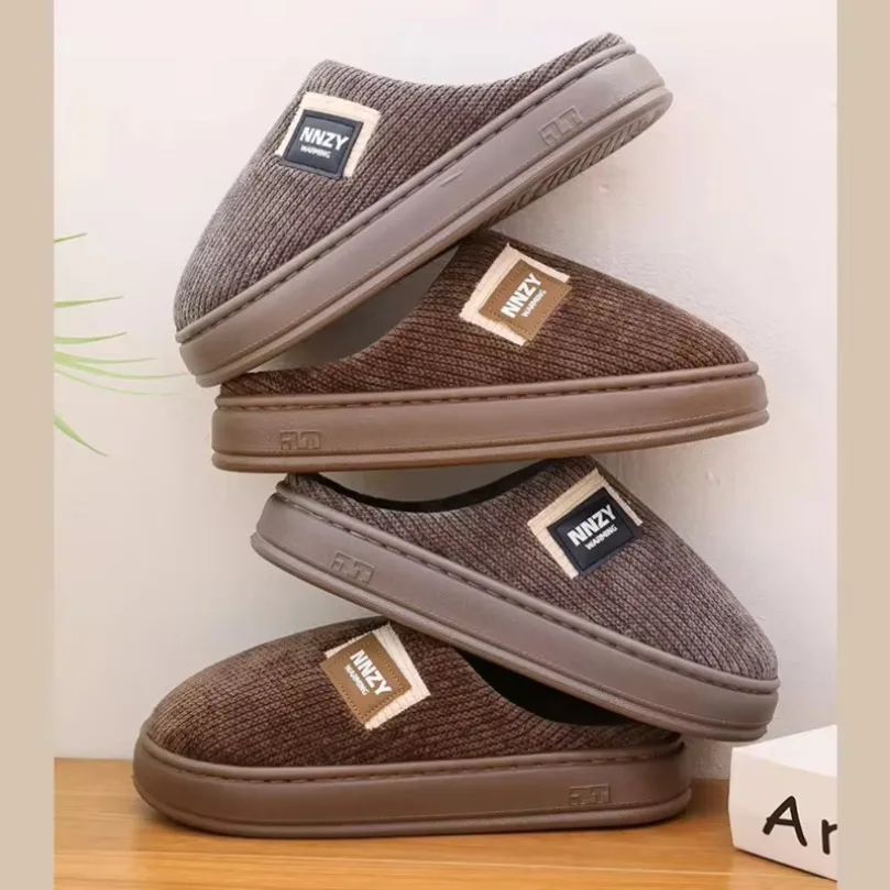 Fluffy Slipper Men Winter Plush Grip Soft Indoor Home House Hairy Cotton Shoe Floor Flat Platform Warm Female Male Big Plus Size