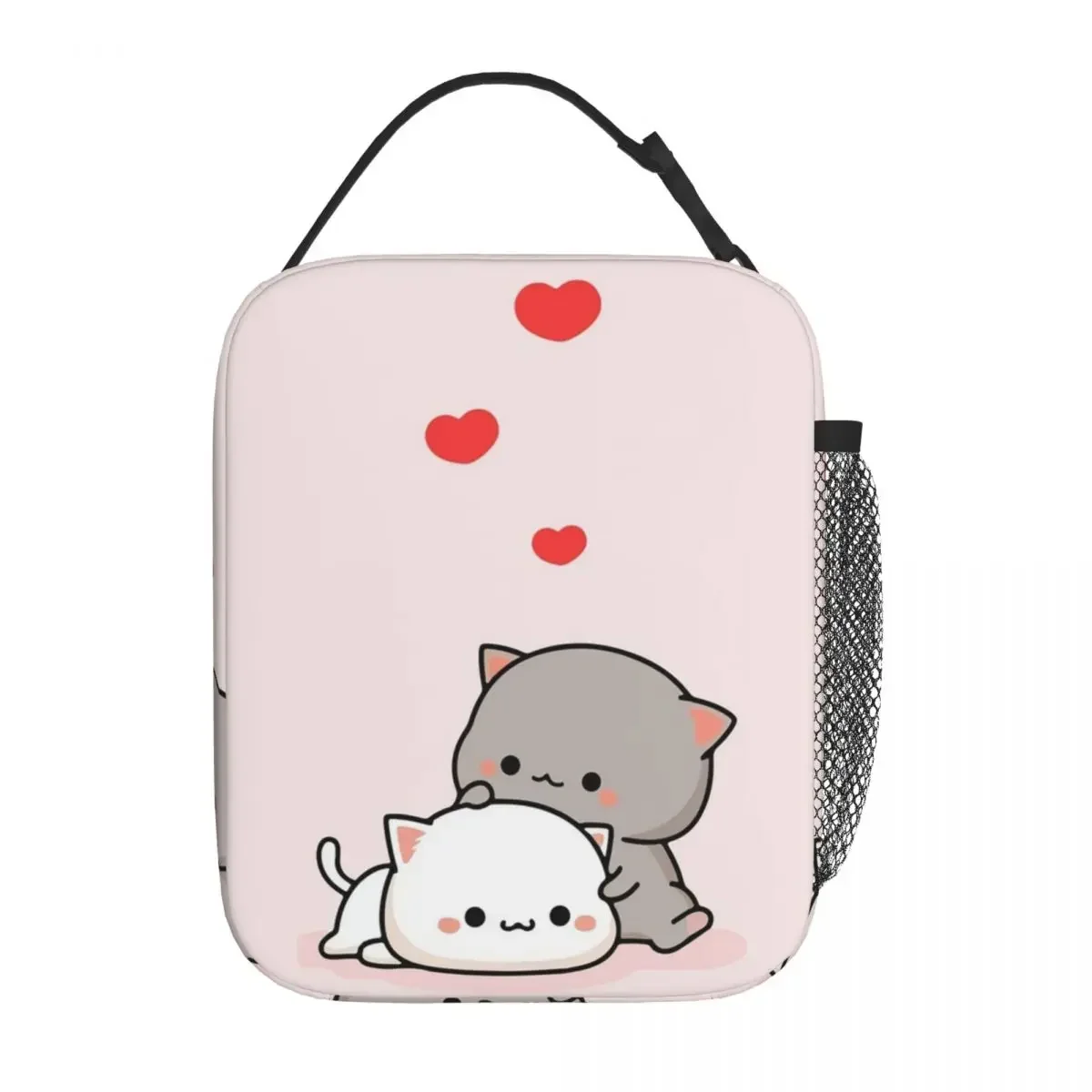 Cat Peach Goma Hug Insulated Lunch Bag Storage Food Box Portable Thermal Cooler Bento Box School