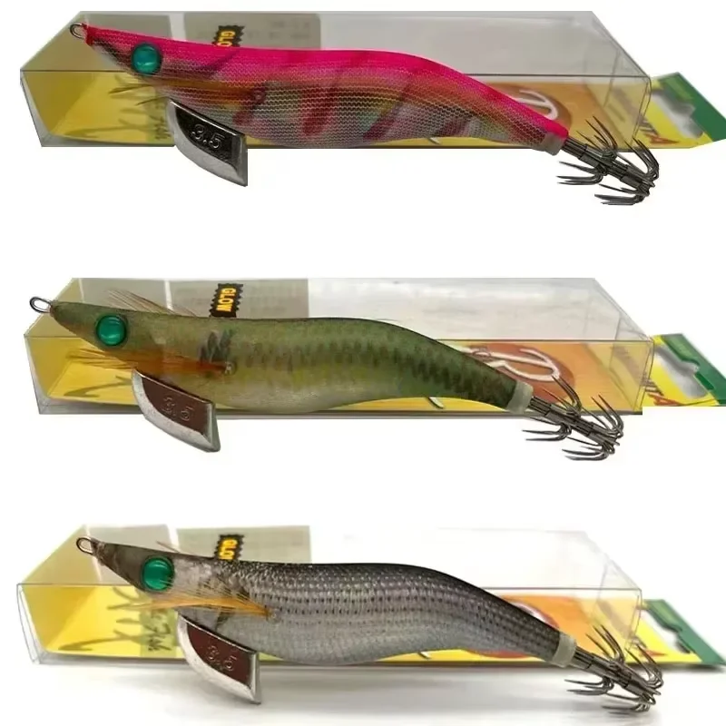 YAMASHITA R EU US 1.5/1.8/ 2.2/2.5 /3.0/3.5 Glow Squid Lure Bait EGI JIG Hook Blow Tube Wooden Shrimp