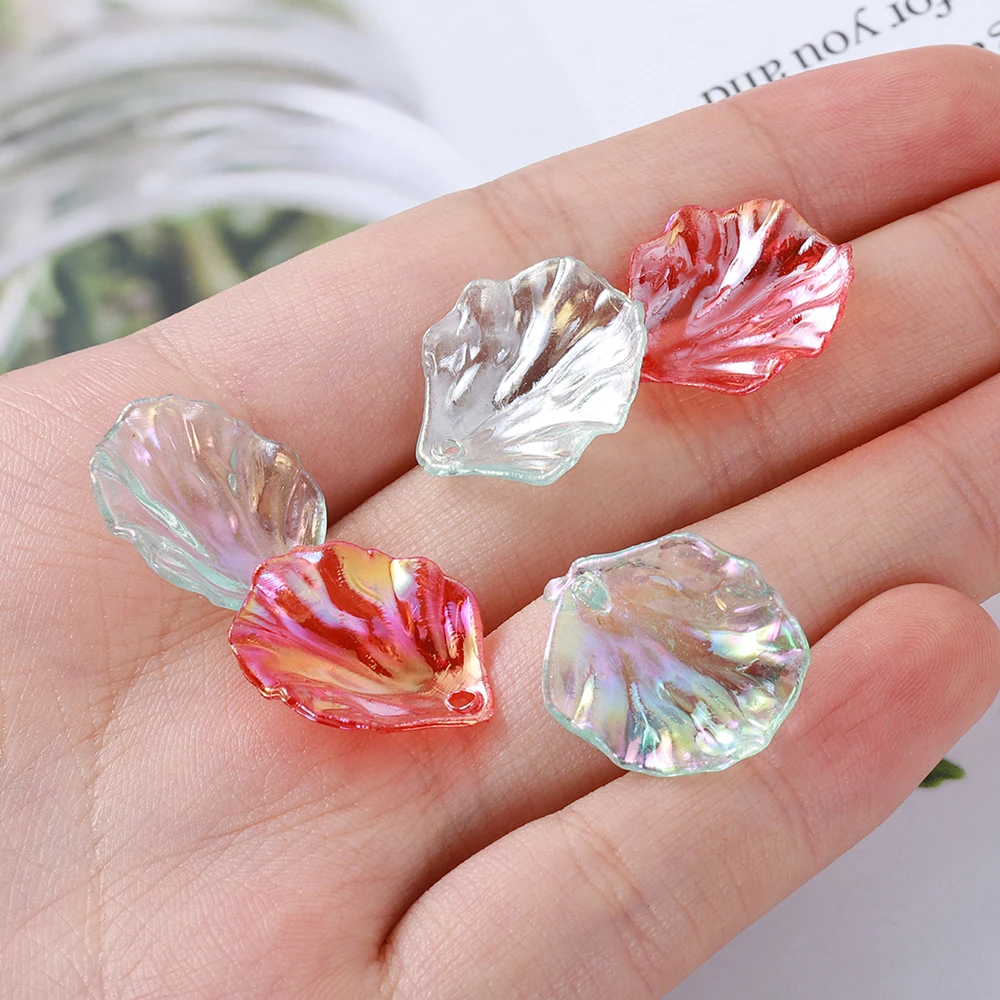 100pcs 17x20mm Acrylic Shell Petal Peony Piece Flower Charms Pendants DIY Earrings Bracelet Necklace Jewelry Making Wholesale