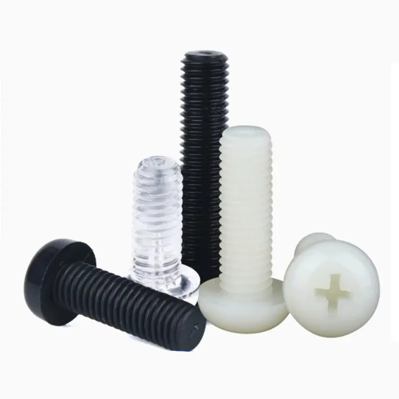 200- 1000pcs/bag M2 M2.5 M3 M4 M5 Black White Nylon Plastic Insulation Phillips Cross Recessed Round Pan Head Screws Bolts
