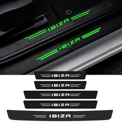 Luminous for SEAT Ibiza Logo Carbon Fiber Car Door Sill Anti Kck Sticker Scuff Scratch Threshold Decals Strip Protect Film Decor