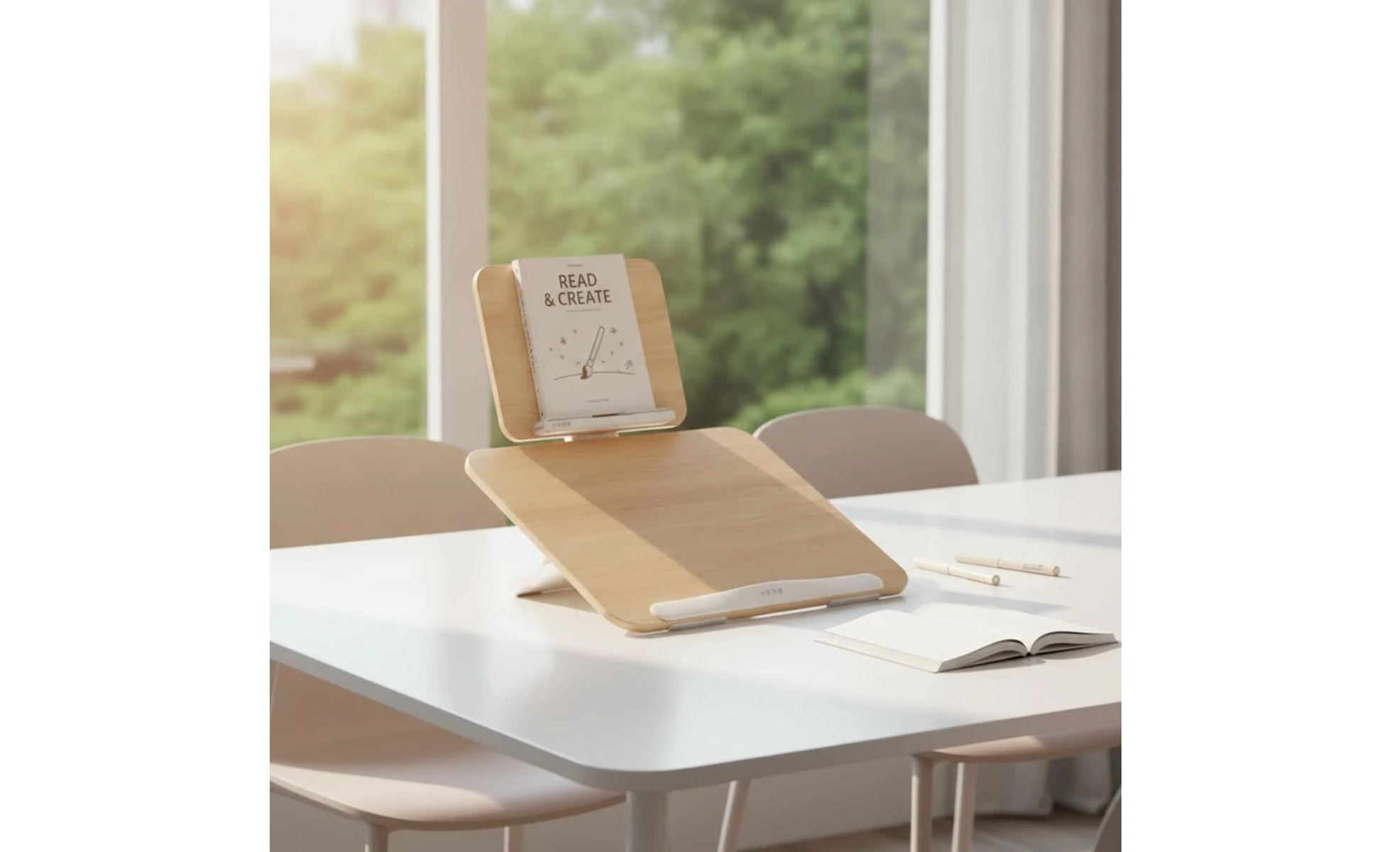 Study Board with Book-Rest Wooden Writing Board with Reading Rack Adjustable Writing Slope Foldable Desktop Book Stand Large