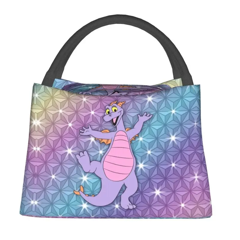 Beacon Of Magic Figment Dragon Insulated Lunch Tote Bag for Women Purple Dinosaur Cooler Thermal Bento Box Hospital Office