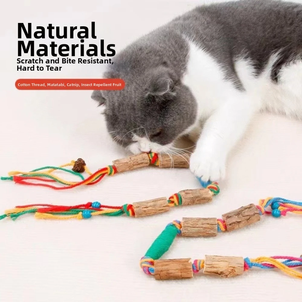 New Natural Cat Chew Toy Matatabi Stick Durable Pet Biting Rope 55cm Blue Green Cat Catnip Toy Home Playing
