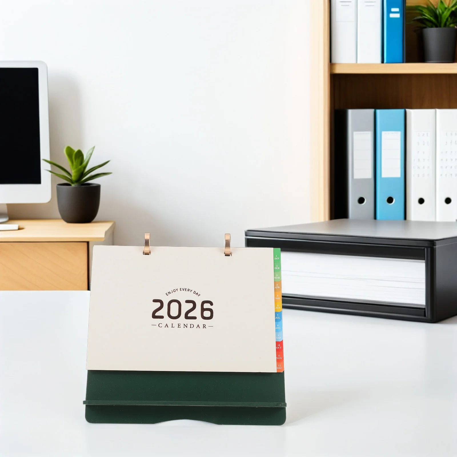 

Настольный календарь на 2026 года, перекидной календарь, настольный ежемесячный планировщик, органайзер для годовых заметок, красочные вкладки, зеленый ежегодный планировщик на 2026