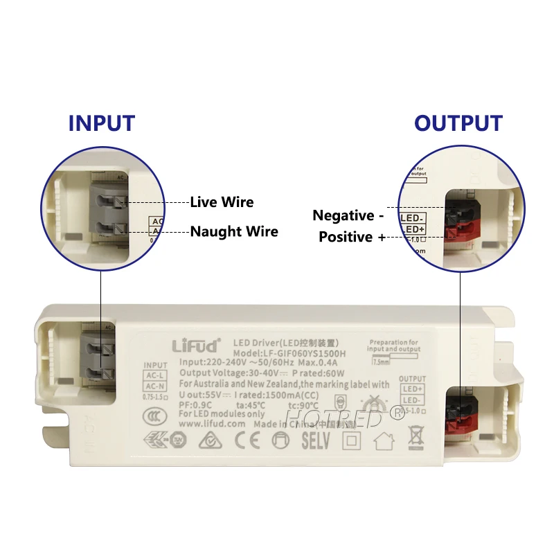 Lifud 50W 60W alimentatore Driver LED 1500mA DC30-40V 60W AC220-240V LF-GIF060YS1500H pannello Down Track alimentatore luce LED