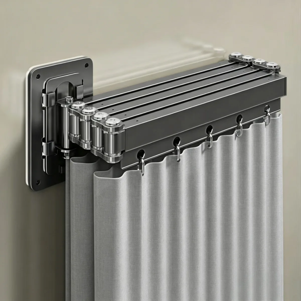 Folding Shower Curtain Waterproof Bathroom Partition Screen Privacy Divider Strong Adhesive for Wet Dry Separation Home Use