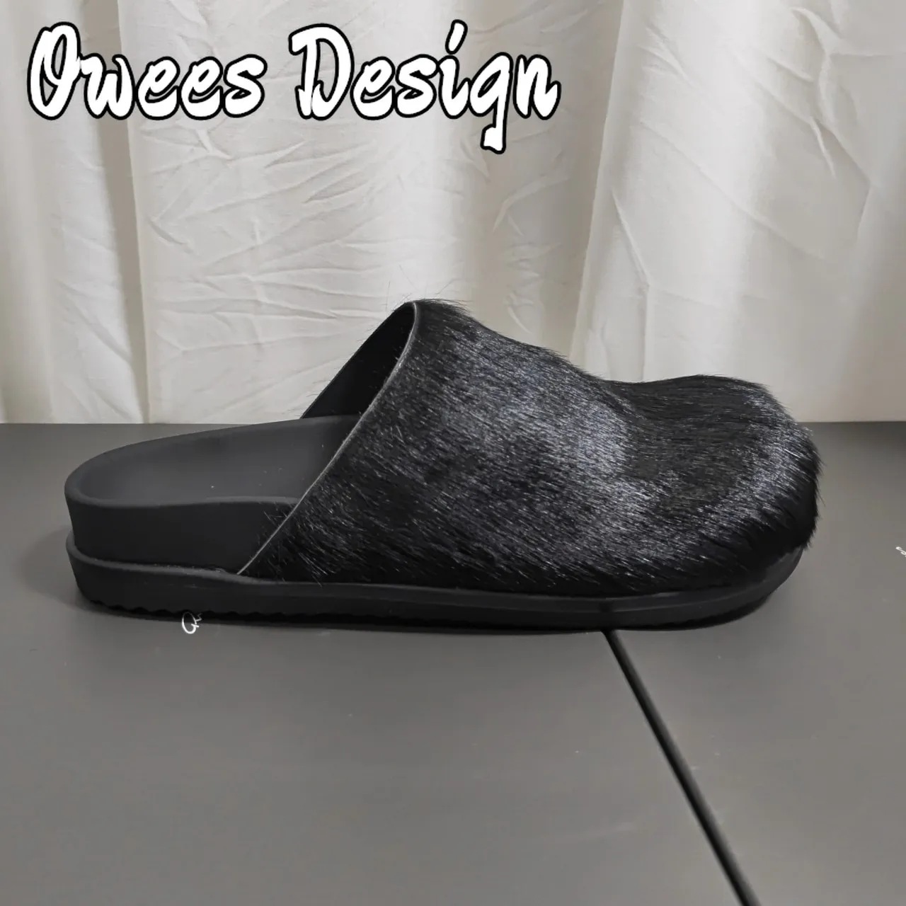 

Men's Horsehair Loafers Brand Designer Street Dark Style Slip-on Women's Casual Shoes Retro Fashion Slippers