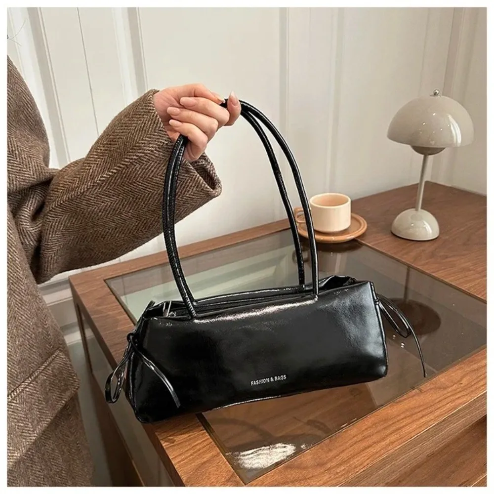 Vintage Solid Color Women's Handbag Soft Pu with Knot Shoulder Bag Underarm Bag