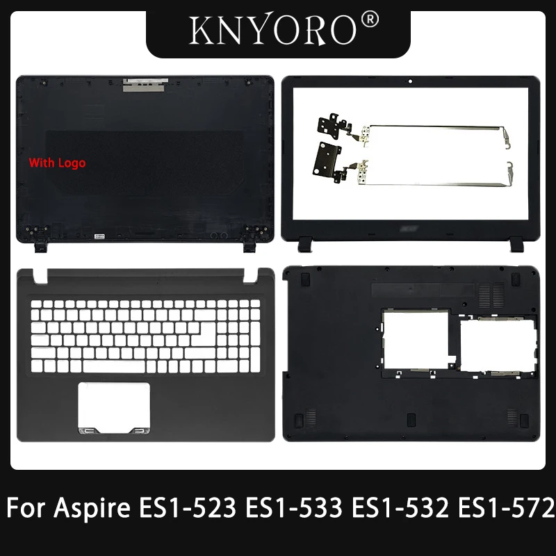 laptop top case para acer aspire preto original tampa traseira moldura frontal dobradicas fundo novo es1523 es1 533 es1 532 es1 572 01