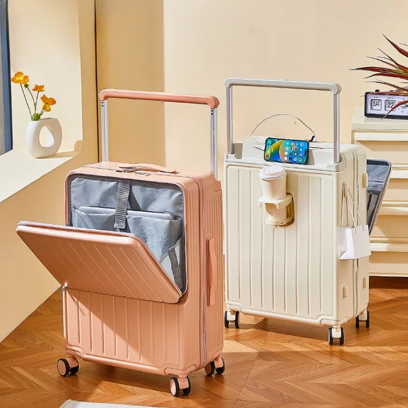 Grand Compartiment à Bagages Multifonctionnel avec Ouverture Avant pour Femme, 24 Pouces, Grande Capacité, Voyage avec Mot de Passe