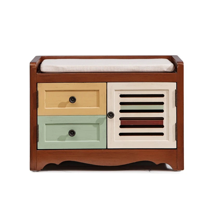 

American old shoe changing stool European door sofa multi-functional shoe stool rectangular suit