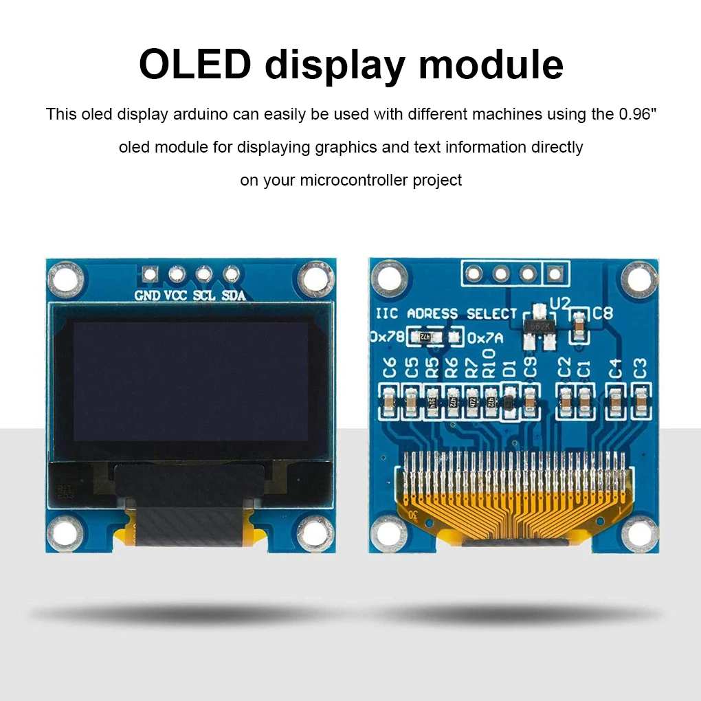 DC 3.3-5V 128x64 Pixel OLED Module Development Board I2C/IIC Port Digital Display Circuitboard Electronic Accessory