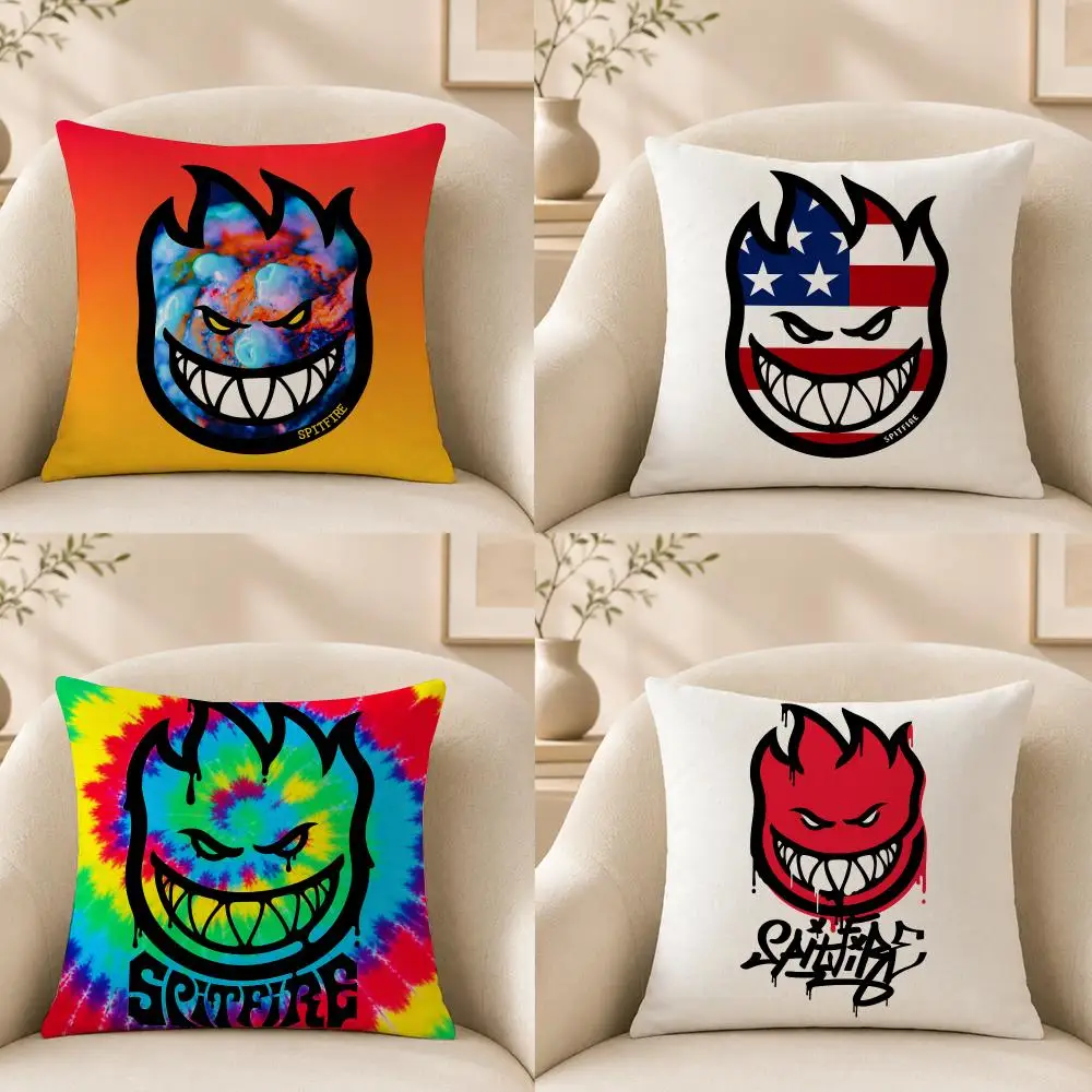 brand S-Spitfire Wheels Cushion Cover Short‑plush Cushion Cover,Breathable,Skin‑friendly,Washable,room Sofa Decor Gift