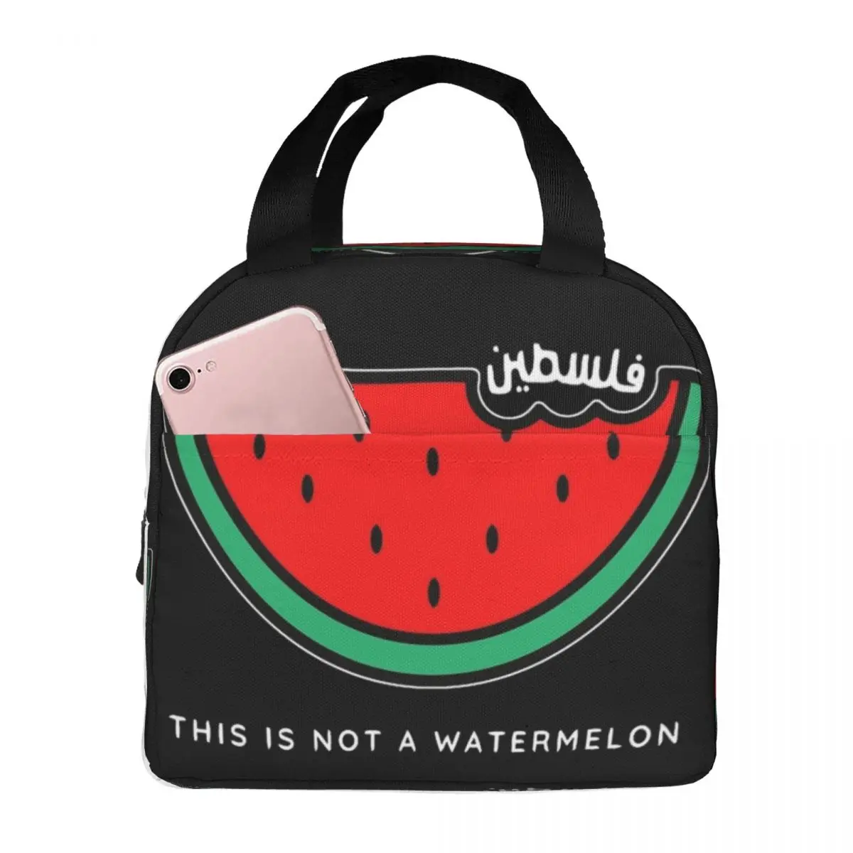 Lunch Bags for Women Kids This Is Not A Watermelon Insulated Cooler Portable Picnic Parody Magritte Canvas Tote Food Storage Bag