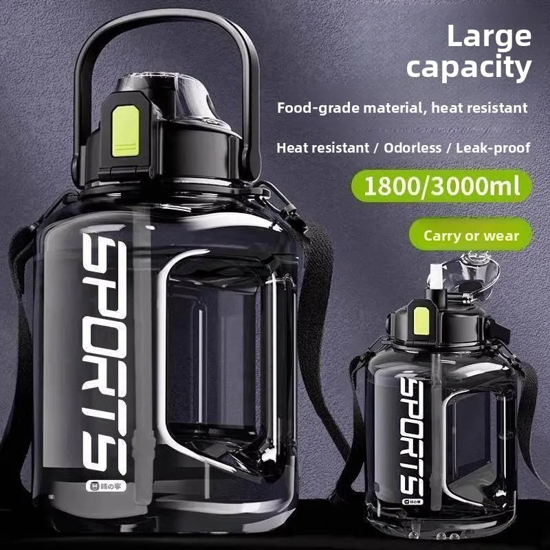 Botella de Agua Deportiva de Gran Capacidad (2000 ml) para Hombre, Diseño Espacial, para Actividades al Aire Libre de Verano, Taza de Agua Resistente y Portátil