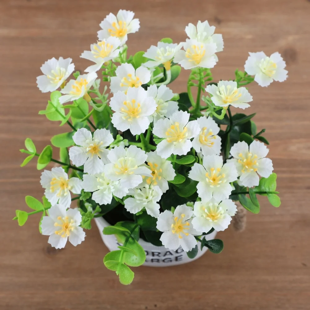 For Mini Artificial Milo for orchid Potted Plant with Realistic Silk Flowers for Desktop For Home Office Shelf Decor