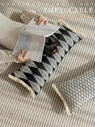 50/70/100cm Long pillow case grey black geometric knitted back cushion cover