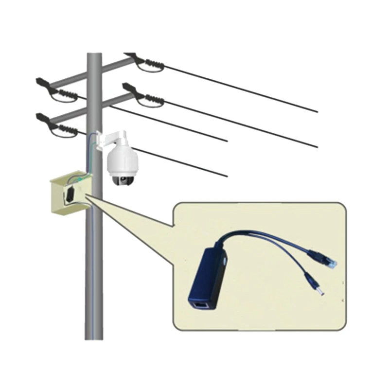 100M Poe Splitter 12V 1A IEEE 802.3Af 1.5KV حماية عزل لشبكة مكتب الشبكة المنزلية