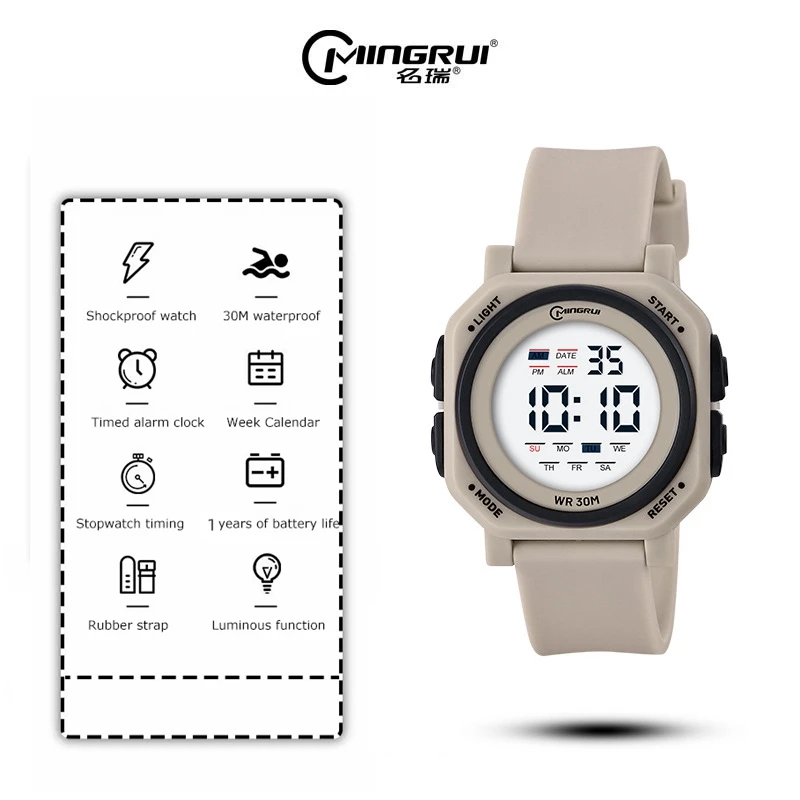 

Digital Watches for Men Black 50M Waterproof Tactical Wristwatch Big Dial Waterproof Electronic Led Military Clocks Stopwatch