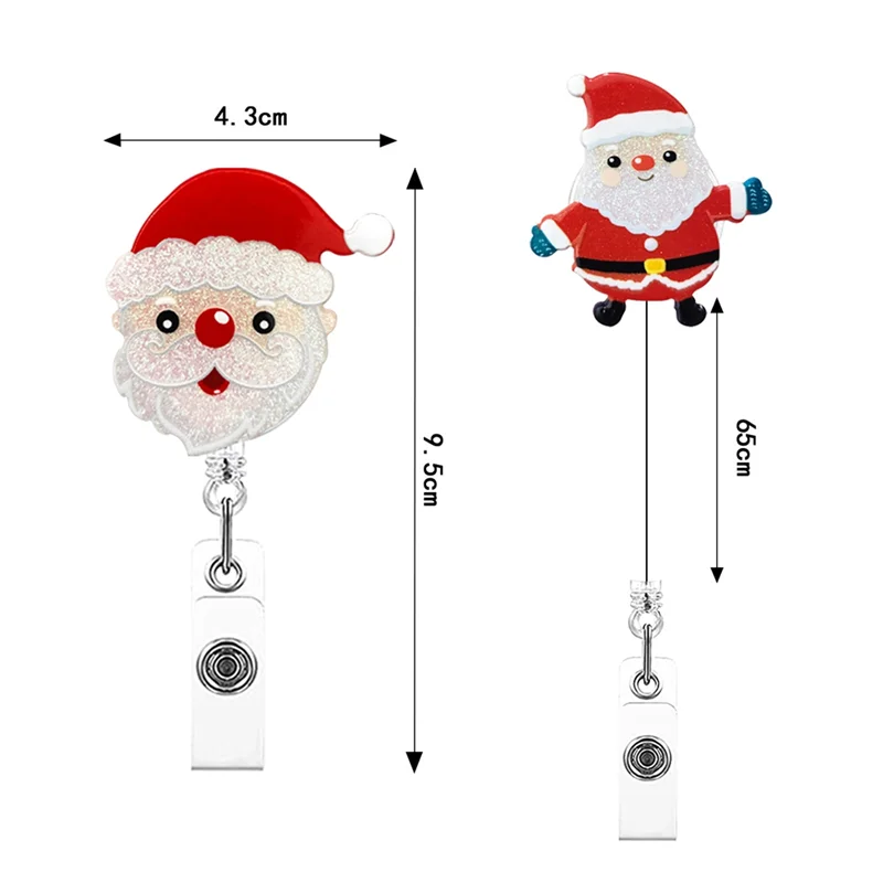 Christmas Badge Reel Retractable Nurse Badge Clips Holiday Cute Badge Name ID Reel, Nurse Teacher Christmas Decoration