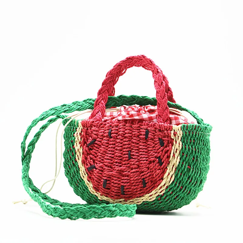 

Cute Watermelon Straw Bag 2024 New Small Fresh Embroidered Crossbody Straw Bag Woven Bags Seaside Vacation Beach Bags