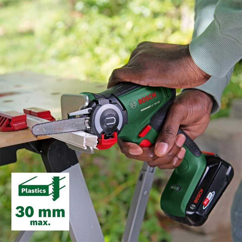 Serra de corrente sem escova, BOSCH 18V Li-ion Cordless Electric Saw, 7000rpm Motor, 65mm Nano Blade, Serra de corrente de poda de jardim, Mini serra de madeira