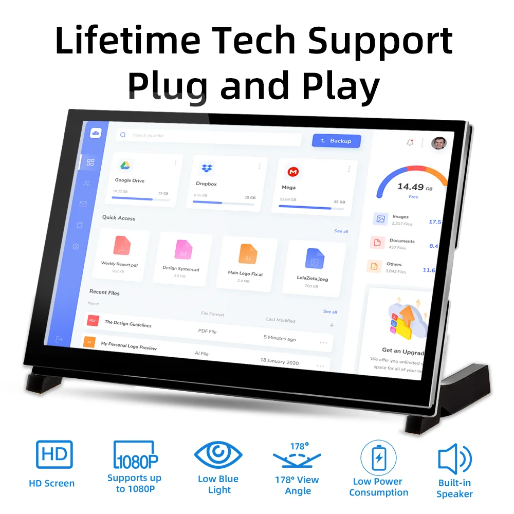 Raspberry Pi 5 7 Inch Touch Screen IPS 1024x600 HD LCD HDMI Display for Raspberry Pi 4B 3B+ OPI 5 AIDA64 PC