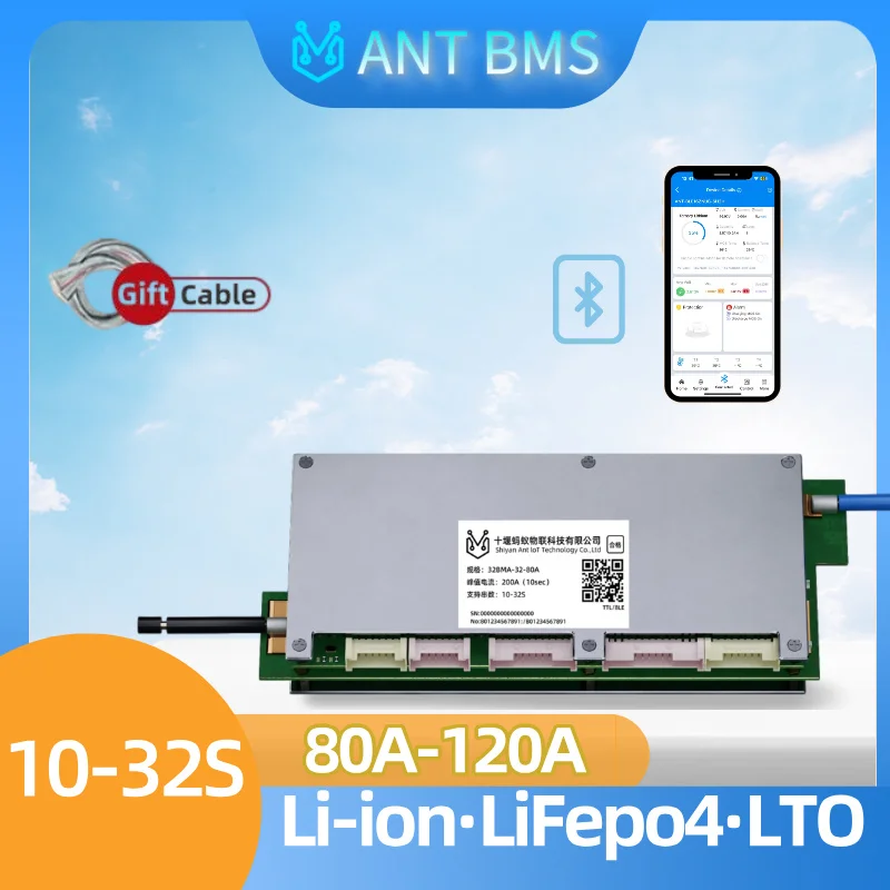 

ANT BMS 10S to 32S 80A 120A smart 24S 13S 20S 28S 26S bms LiFePo4 LTO Li-Ion Battery Built-in Bluetooth 16S battery monitor
