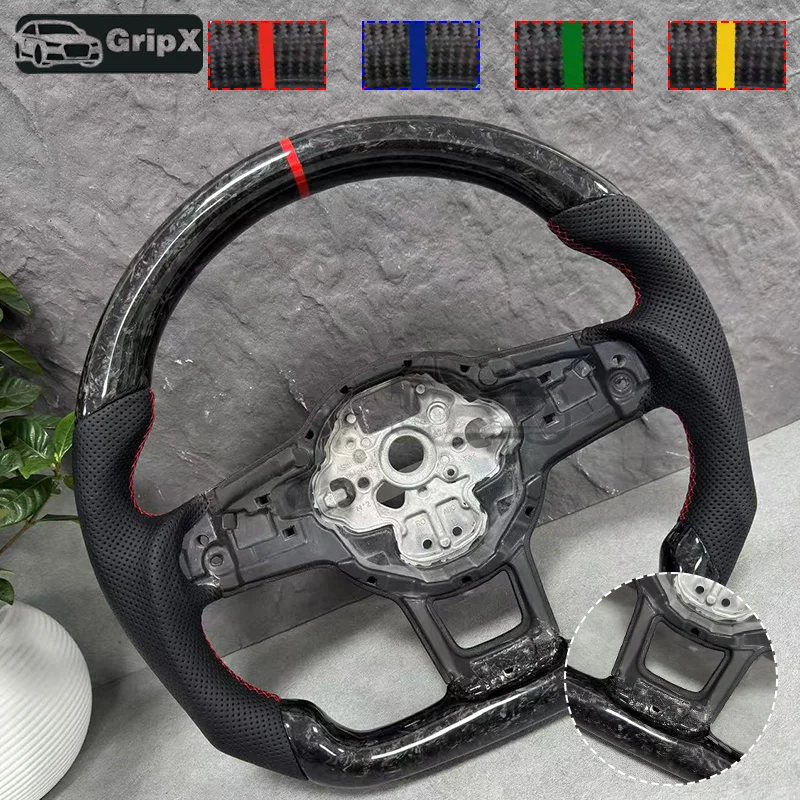 Passend für Volkswagen Golf 7 7.5 GTI GTD GTE R 2013–2020, geschmiedetes Original-Carbonfaser-Lenkrad, rot, zwölf Uhr