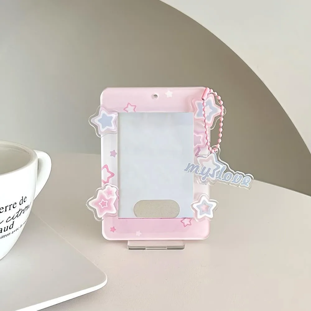 Desktop Decoration Korean Style Card Holder Transparent Star Student Card Cover Card Case Polaroid Photo ID Card Holders