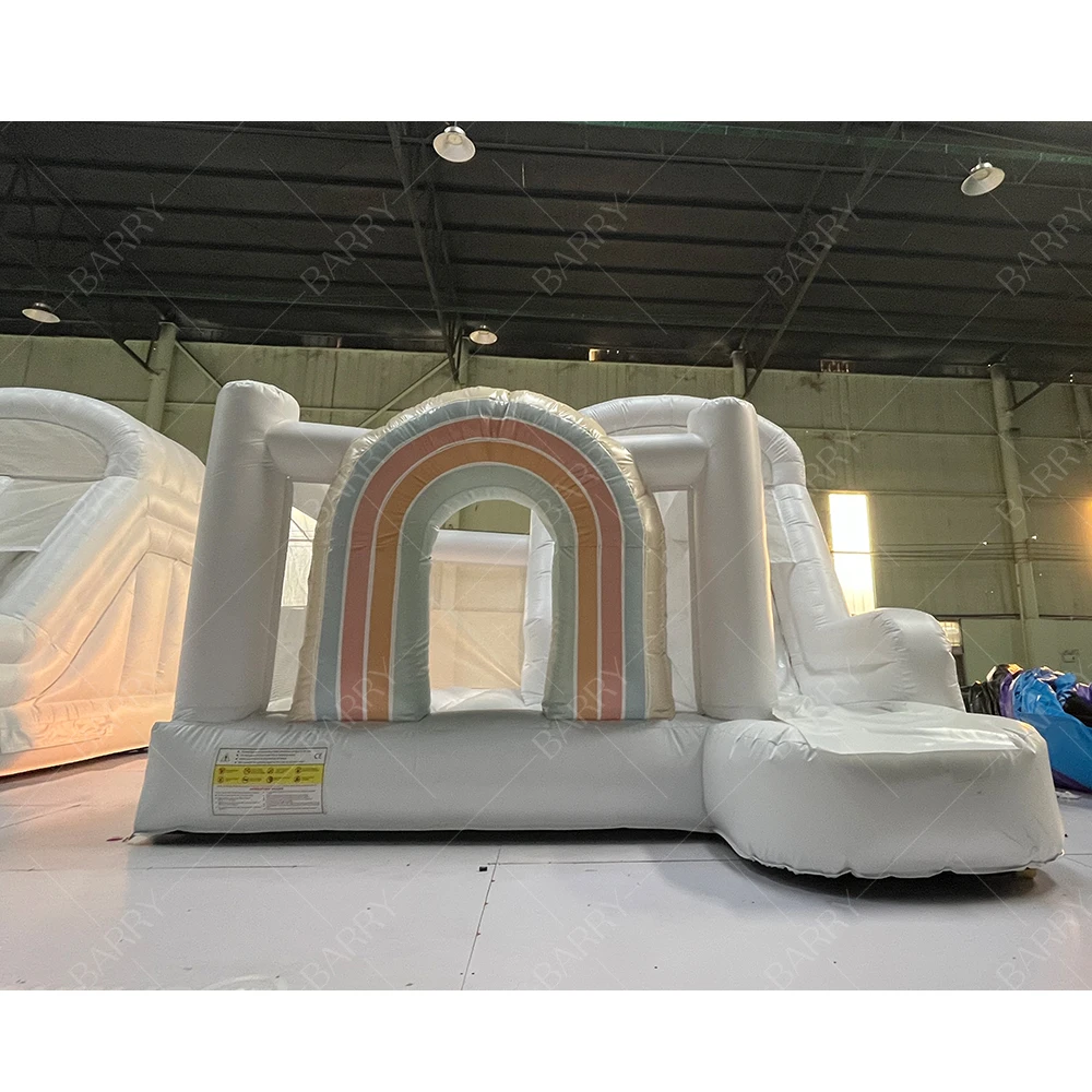

Adult White Wedding Rainbow Colorful Inflatable Jumping Bouncy Castle Party Kids Bounce House Slide or Ball Pit Combo