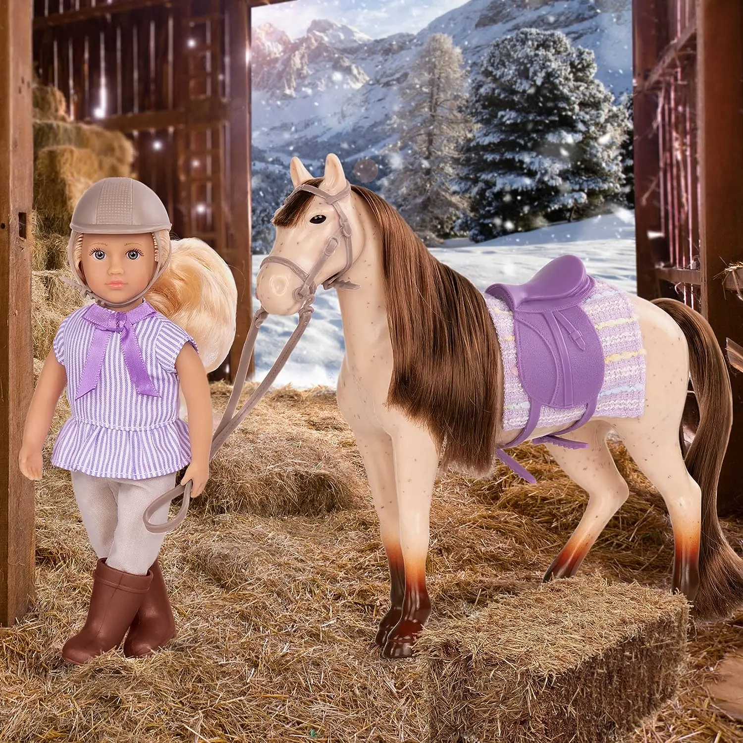 Original Lori Small 6-inch Doll Quarter Horse Set with Clothes, Animals, and Accessories as a Gift for Family Toy Children