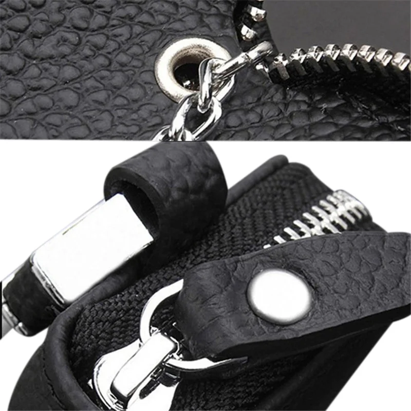 Leather Keychain Men Women Key Holder Organizer Pouch Cow Split Car Key Bag Wallet Housekeeper Key Case Bag High Quality