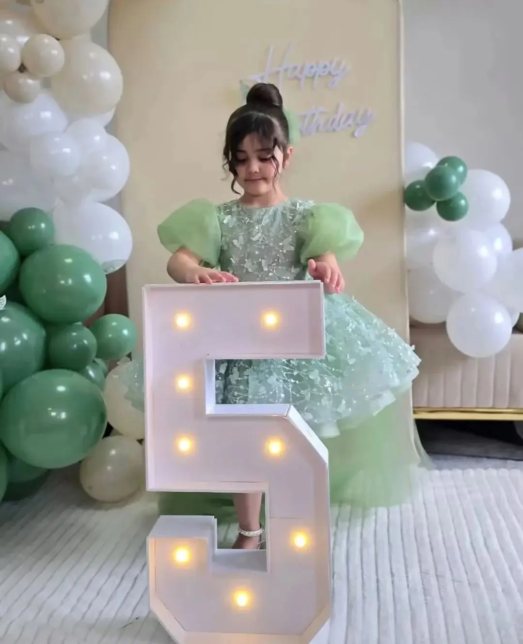 Elegant Customized Flower Girl Dress For Wedding Short Sleeve Sequined Tulle Applique Kids Birthday Party First Communion Gowns