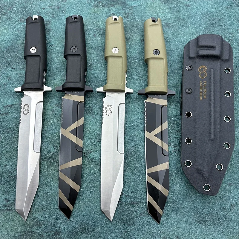 EX fulcrum Outdoor Tactical Knife Wilderness Mountaineering Camping Fixed Blade Knife High hardness steel Including K-sheath edc