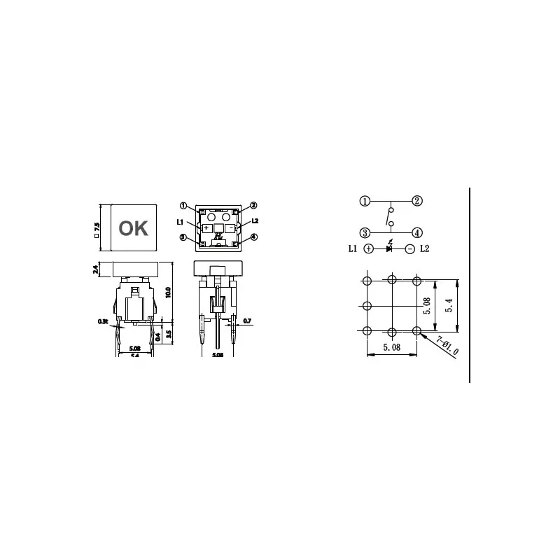 2PCS/LOTS Taiwan PB61411L with Red Light Tactile Key Switch with Power Square Symbol Cap PB61411L-1-101