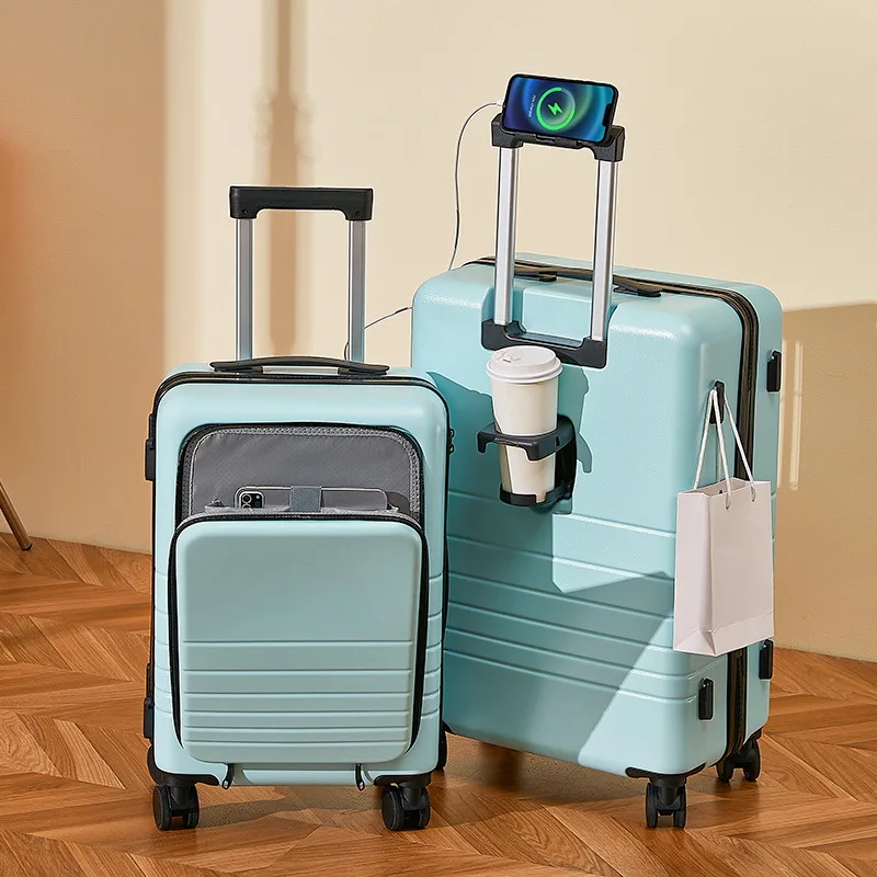 Front Opening Luggage with USB Cup Holder 20\