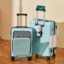 Front Opening Luggage with USB Cup Holder 20