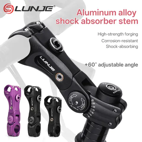 LUNJE Shock Absorber Bike Stem 31.8 MTB Handlebar Riser Extension Adapter 3D Forging Aluminum Alloy Bicycle Accessorie 100/140mm