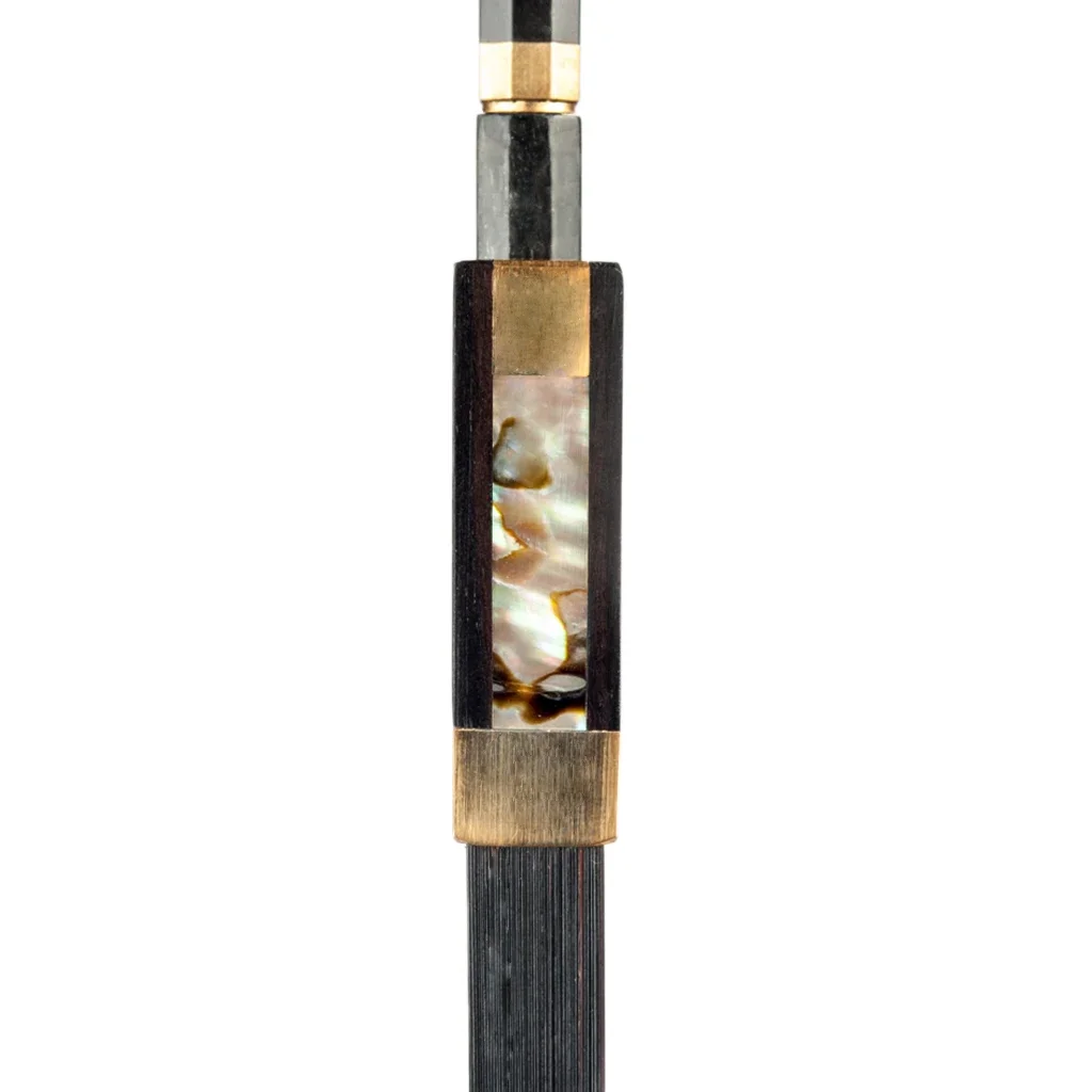 Mugig 4/4 Violin Bow Grid Carbon Fiber Round Stick W/Golden Fleur-De-Lys Inlay Ebony Frog Well Balance for 4/4 Violin