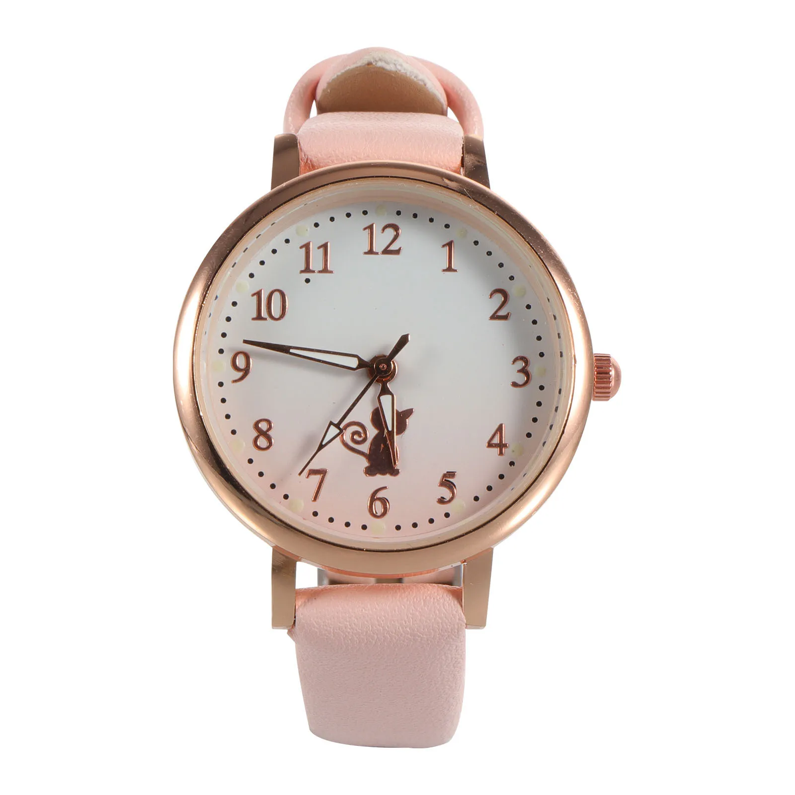 

Children Watch Stylish Luminous Pointers Durable Glass Alloy PU Casual Student Wrist Watch Girls Band Girls Fashion