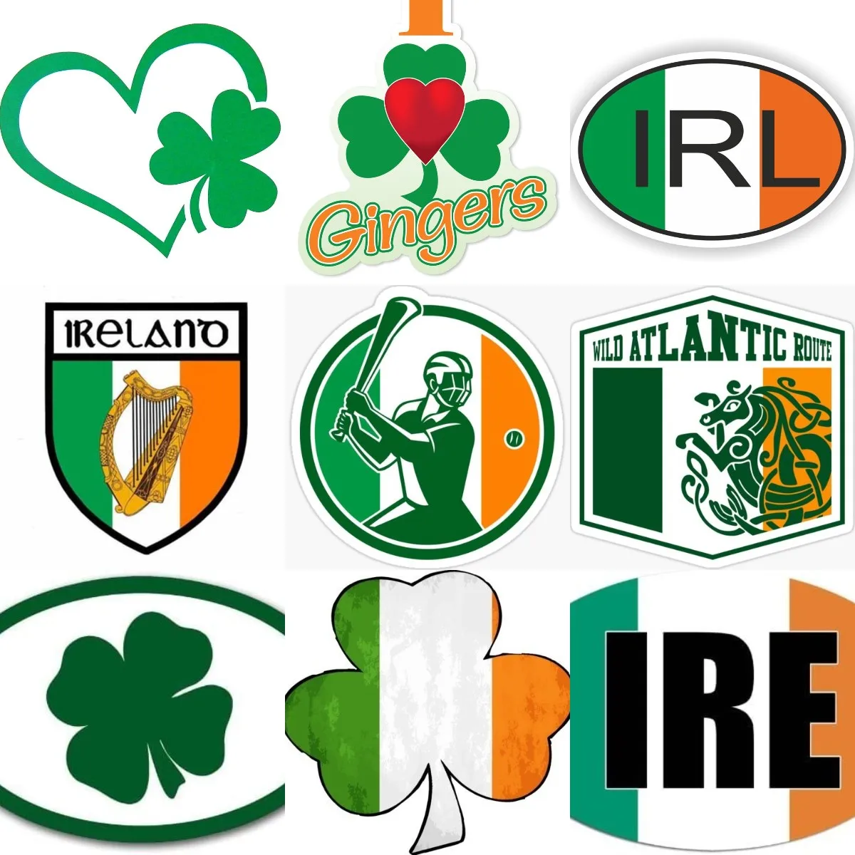 Ireland Flag Luck Clover Harp PVC Sticker for Decorate Car Motorcycle Camper Wall Table Van Bicycle Bumper Decal Accessories